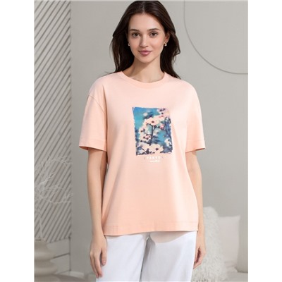 Свободная футболка с принтом из премиального хлопка с эластаном