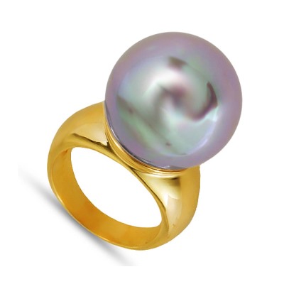 Кольцо (Майорка 16мм серо-коричневая; покрытие золото), Есть комплект