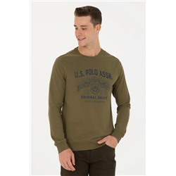 Erkek Haki Bisiklet Yaka Sweatshirt