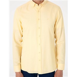 Sarı Oxford Slim Fit Kolay Ütülenebilir Gömlek