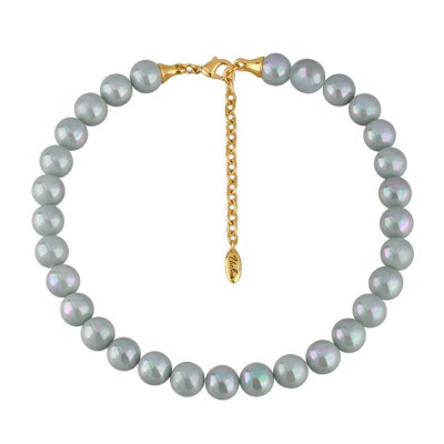 Бусы (Майорка 12мм голубая; покрытие золото) 38-45см, Есть комплект