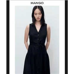 Женское платье из смесового хлопка и льна MANG*O
