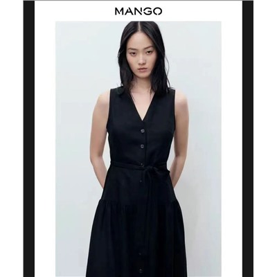Женское платье из смесового хлопка и льна MANG*O
