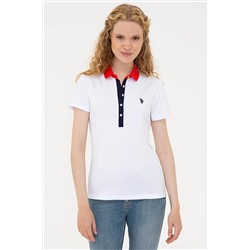 Kadın Beyaz Basic Polo Yaka Tişört