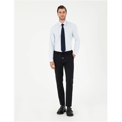 Açık Mavi Slim Fit Uzun Kollu Basic Gömlek