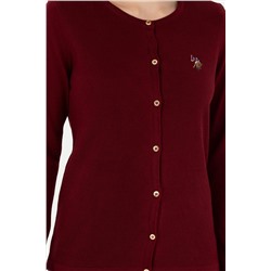 Kadın Bordo Basic Triko Hırka