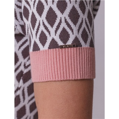 Джемпер с коротким рукавом жаккардовой вязки с принтом ромб