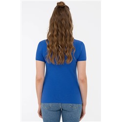 Kadın Saks Basic Polo Yaka Tişört