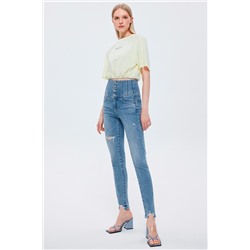 Vaquero skinny fit de tiro alto Azul claro