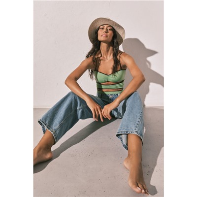 Bañador bandeau aberturas frontales verde