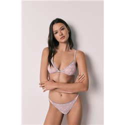 Tanga encaje y tul lila