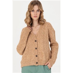 Kadın Kum Melanj Triko Hırka