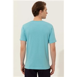 Erkek Turkuaz Bisiklet Yaka Tişört