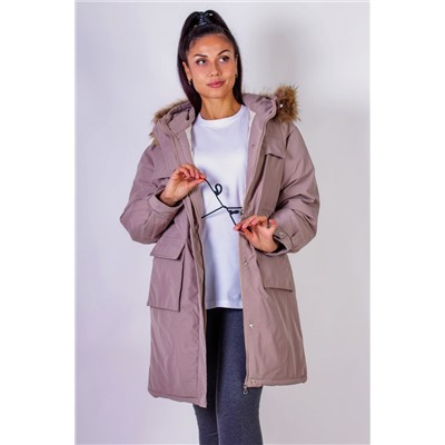 Зимняя парка удлиненная, с капюшоном натуральный мех арт. 619