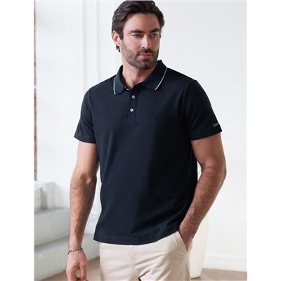 Футболка поло с плетеным воротником на пуговицах из эластичного хлопка