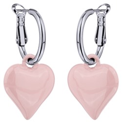 Серьги Сердцебиение (2, 5см; эмаль розовая; покрытие родий), Есть комплект
