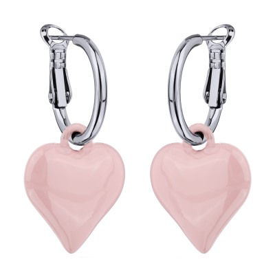 Серьги Сердцебиение (2, 5см; эмаль розовая; покрытие родий), Есть комплект