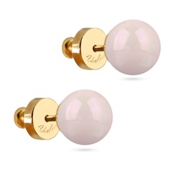 Пусеты Акварель (Майорка розовая 8мм; покрытие золото), Есть комплект