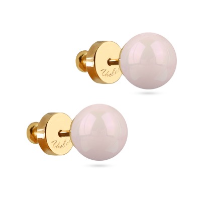 Пусеты Акварель (Майорка розовая 8мм; покрытие золото), Есть комплект