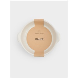 Форма для запекания, 23 см, керамика, круглая, молочно-бежевая, Baker