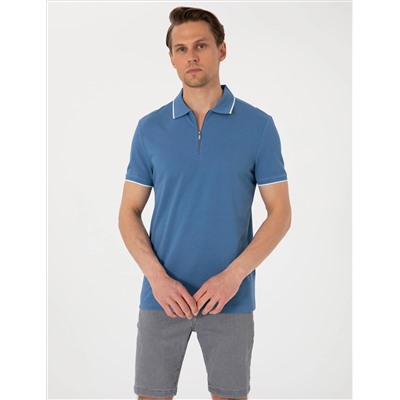 Koyu Mavi Slim Fit Polo Yaka Tişört