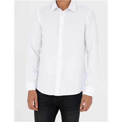 Beyaz Slim Fit Uzun Kollu Gömlek