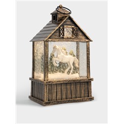 Снежный фонарь, 17 см, с подсветкой, пластик, бронзовый, Елка в доме, New year