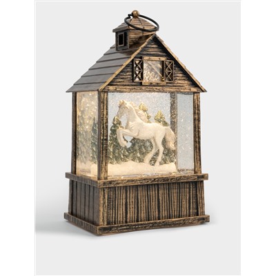 Снежный фонарь, 17 см, с подсветкой, пластик, бронзовый, Елка в доме, New year