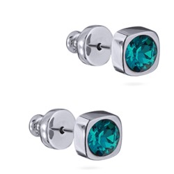 Пусеты Теннис (кристаллы SW изумрудные 4мм; покрытие родий), Есть комплект