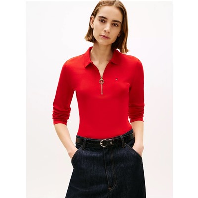 Long-Sleeve Zip Slim Fit Polo