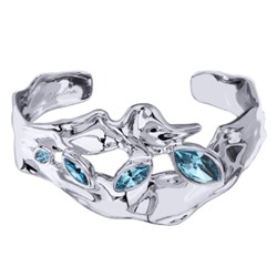 Браслет Эйва (кристаллы SW аквамарин; покрытие родий), Есть комплект