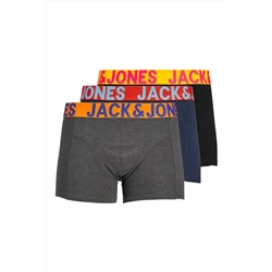 Jack & Jones Erkek 3'lü Renkli Logolu Boxer Paketi