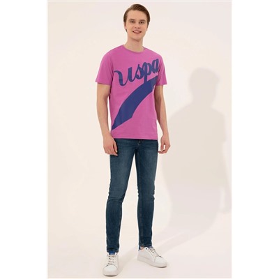 Erkek Menekşe Bisiklet Yaka Tişört