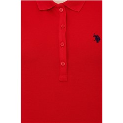 Kadın Kırmızı Basic Polo Yaka Tişört