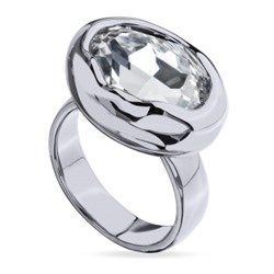 Кольцо Грация (кристаллы SW 18х13 белые; покрытие родий), Есть комплект