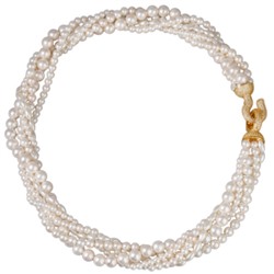 Колье Течение (Майорка белая 4-6мм, цирконы; покрытие золото) 50см, Есть комплект