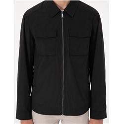 Siyah Regular Fit Fermuarlı İnce Mont