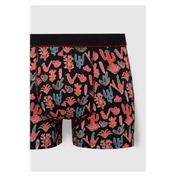 Mavi Kaktüs Baskılı Siyah Boxer 091122-900