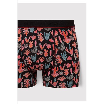 Mavi Kaktüs Baskılı Siyah Boxer 091122-900