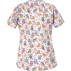 UA Who Done It White Print Scrub Top