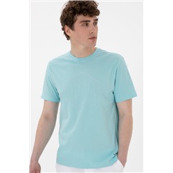 Erkek Regular Fit Bisiklet Yaka Aqua Tişört
