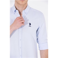 Erkek Açık Mavi Uzun Kollu Basic Gömlek