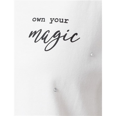 Удлиненная футболка over-size с  принтом стразами