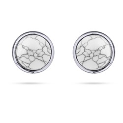 Пусеты Самоцветы (бирюза белая; покрытие родий), Есть комплект