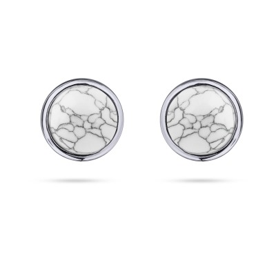 Пусеты Самоцветы (бирюза белая; покрытие родий), Есть комплект