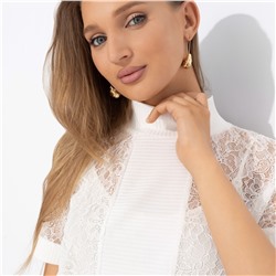 Футболка полупрозрачная с кружевом, Фирменное приветствие (white)