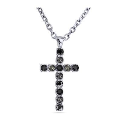 Кулон Теннис (кристаллы SW черные микс 6мм; покрытие родий) 50-55см, Есть комплект