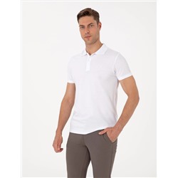 Beyaz Slim Fit %100 Pamuk Polo Yaka Basic Tişört