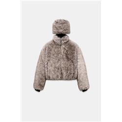 SHORT COAT WITH FAUX FUR HOOD HEIQ XREFLEX™ TECHNOLOGY SKI COLLECTION