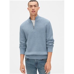 Waffle Stitch Quarter-Zip Mockneck Sweater